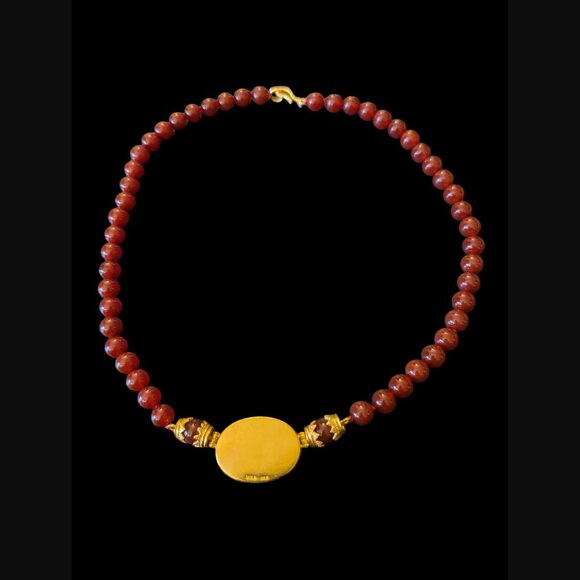 Museum Of Modern Art 24k Gold Plated Carnelian Late Hellenistic 18" Necklace - Picture 4 of 8